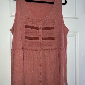 Sleeveless Pink Button-Down Top